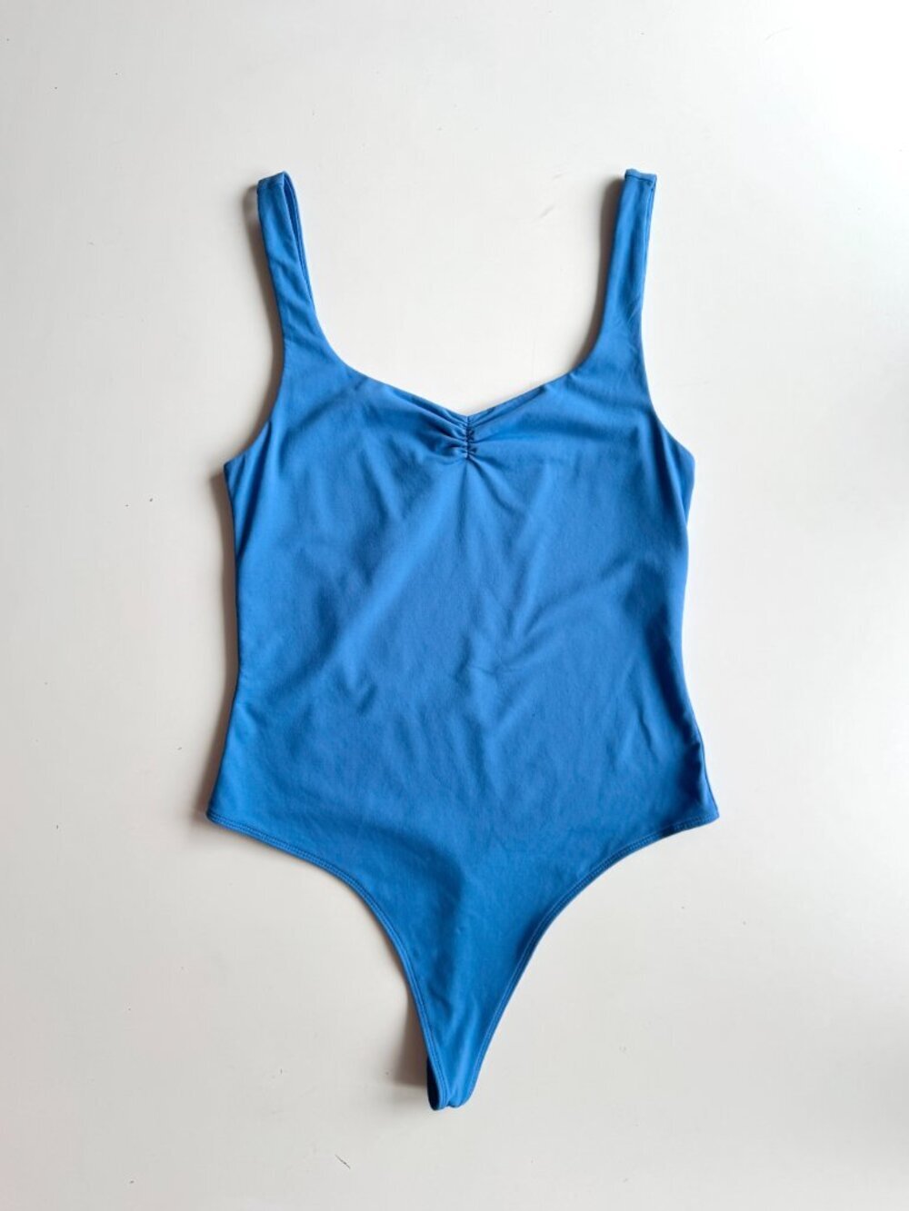 Aritzia BABATON Contour Sapphire Blue Ruched Sweetheart Thong Bodysuit, Size L